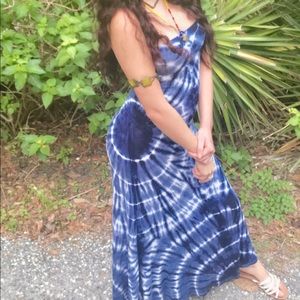 Blue Tie-Die Maxi Dress